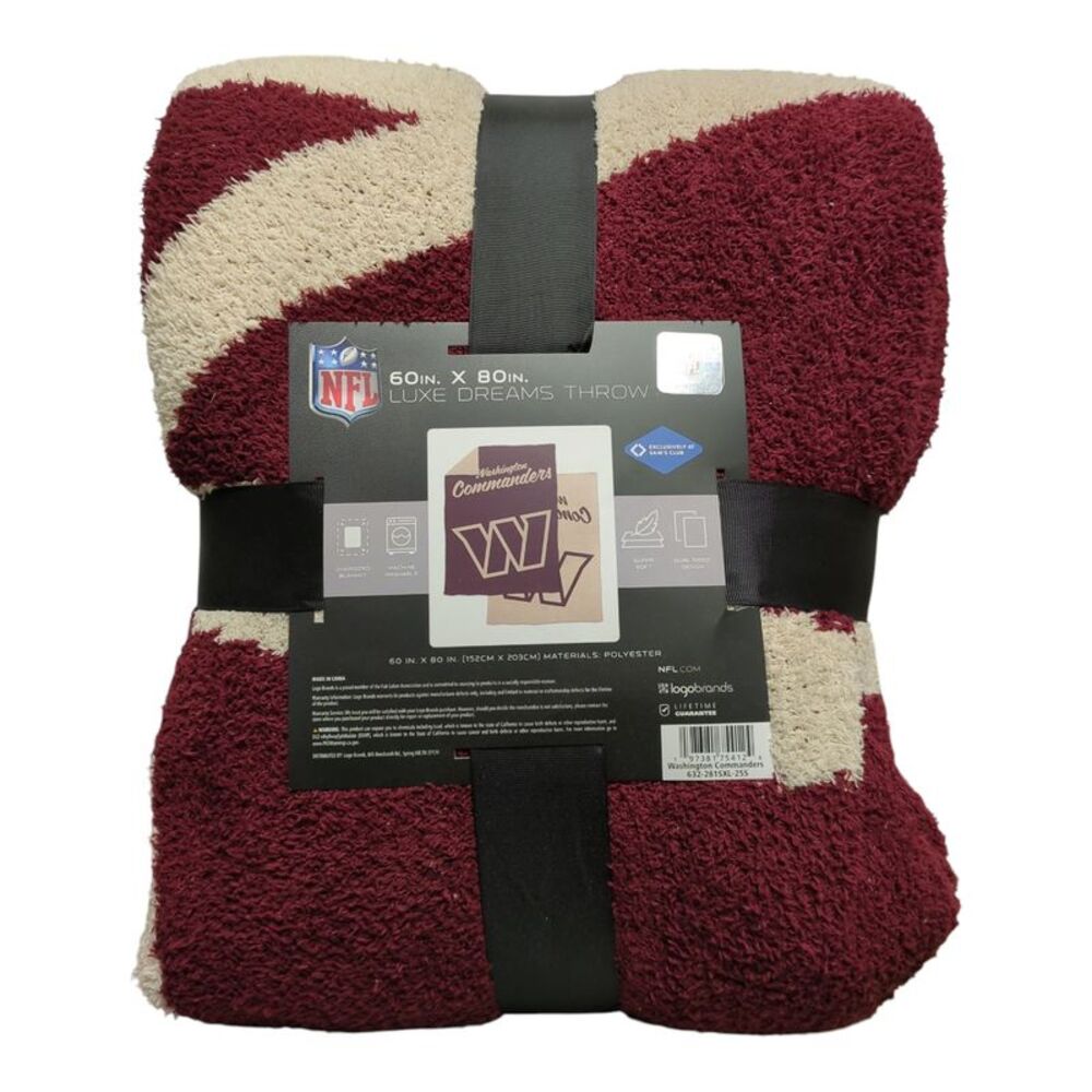 Washington Commanders - Logo Brands NFL Luxe Dream Extra Soft Throw Blanket, 60"